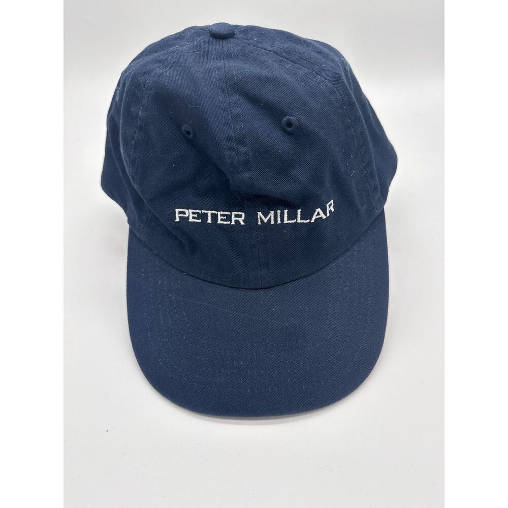 Peter Millar Cotton Baseball Cap Embroidered Unisex Blue White Strap Back